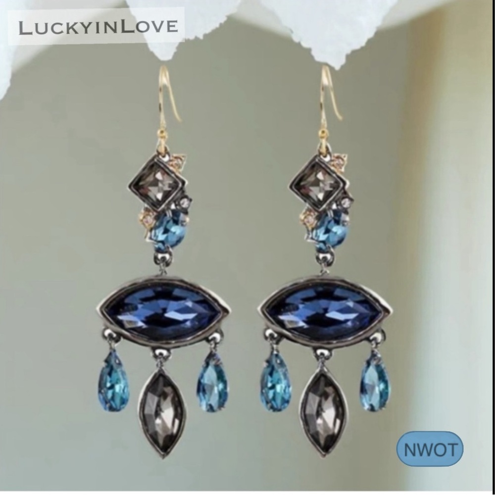 ALEXIS BITTAR • Miss Havisham Blue Crystal “Gems”Drop Earrings